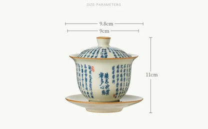 Ru Kiln Porcelain Gaiwan Set For Tea Tureen Chinese Tea Bowls Tea Ceremony Set