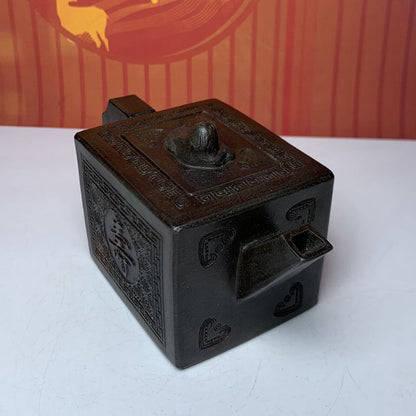 Vintage Chinese Yixing Purple Clay Teapot Zisha Ceremony Carving Collectible Art