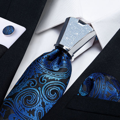 Men Necktie 3Pcs Luxury Striped Ties Cufflinks Pocket Square Wedding Accessories