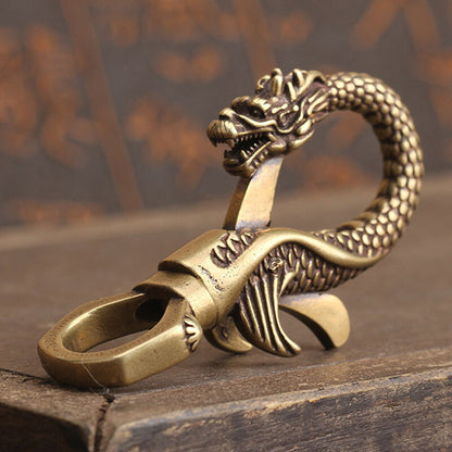 Brass Dragon Figurine Statue Craft Home Office Desk Decor Retro Ornament