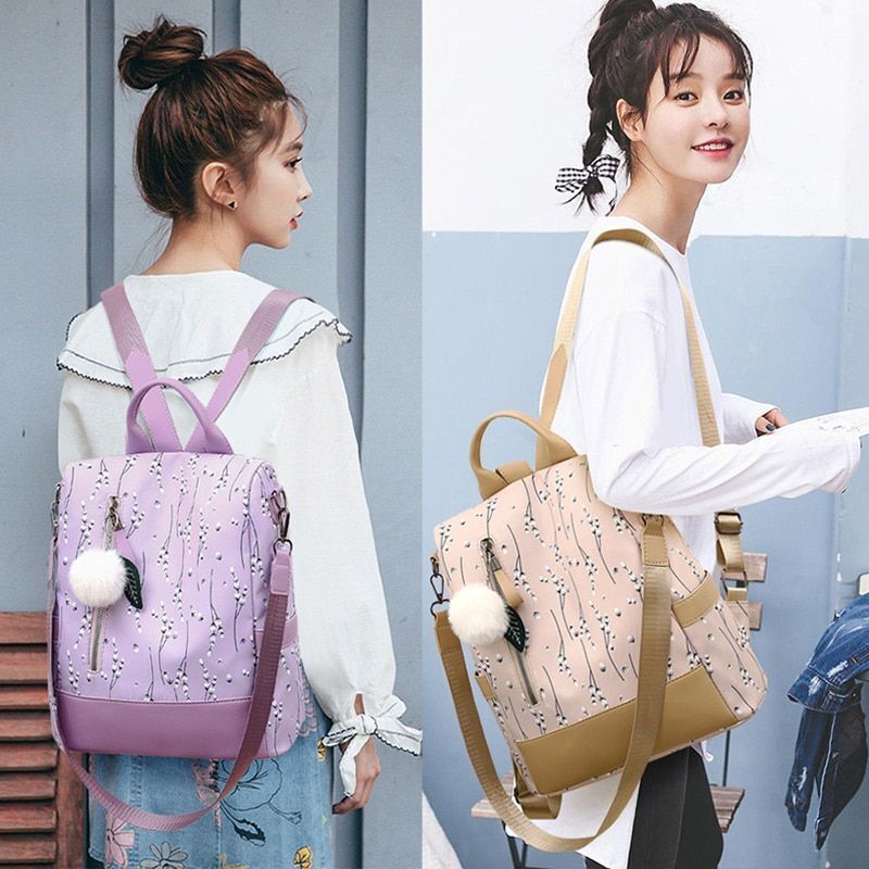 Backpack College Students School Bags Flower Print Backpack Casual Traveling Bag