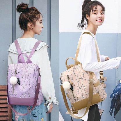 Backpack College Students School Bags Flower Print Backpack Casual Traveling Bag