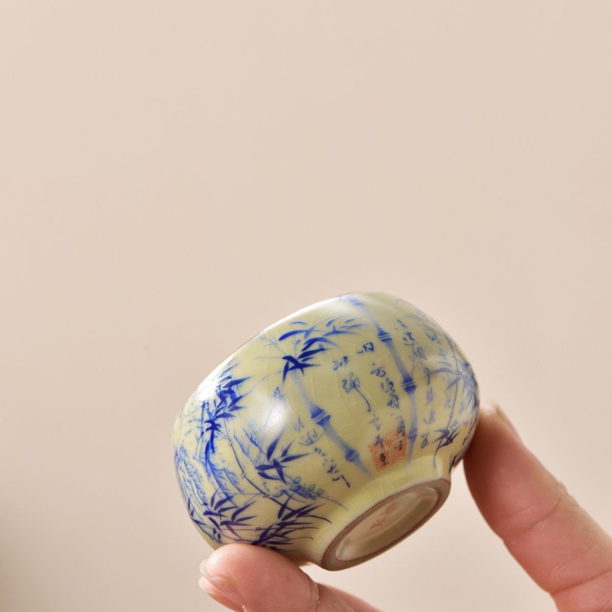 Bamboo Pattern Ceramic Teacup 65ml Kai Pian Master Cup Tea Accessory