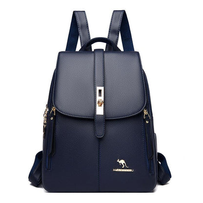Synthetic Leather Backpacks Shoulder Bag Travel School Polyester Zipper Softback