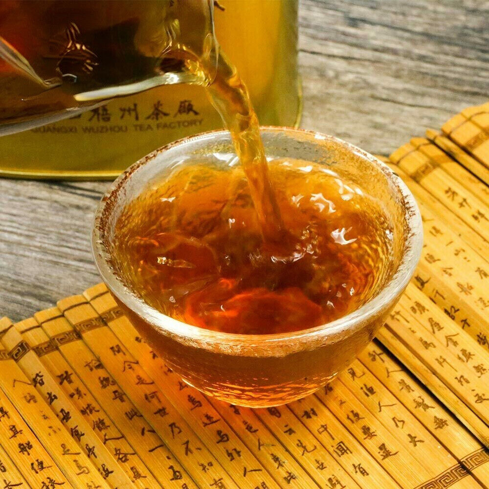 200g Hei Cha Golden Jar Three Cranes Loose Dark Tea Guangxi Liupao Box Tea