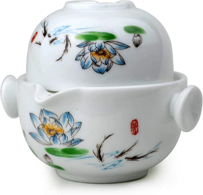 Convenient Teapot Tea Cup Porcelain Teacup Glazed Travel Tea Set Kuaike Cups