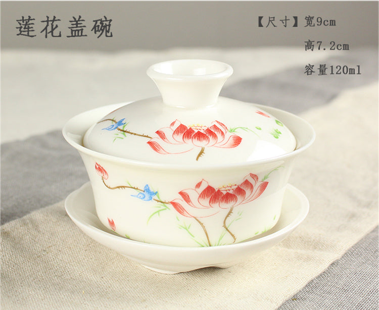 Chinese porcelain/zisha gaiwan covered teacup lid saucer ceramic handpainted cup