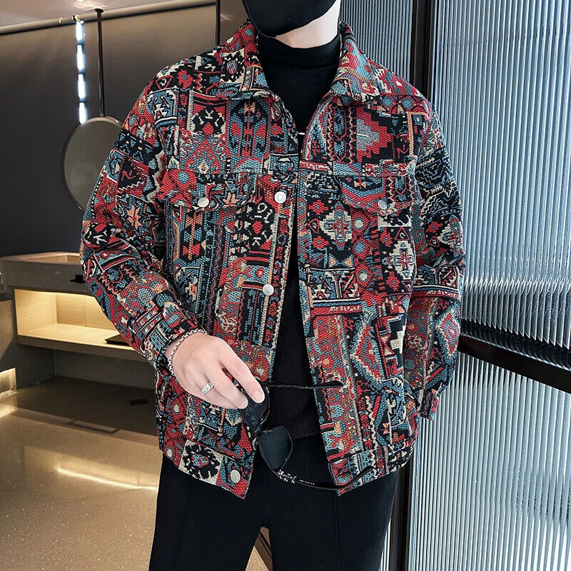 Men Spring Denim Jackets/Male Jacquard Denim Jackets Man Slim Fit Coats