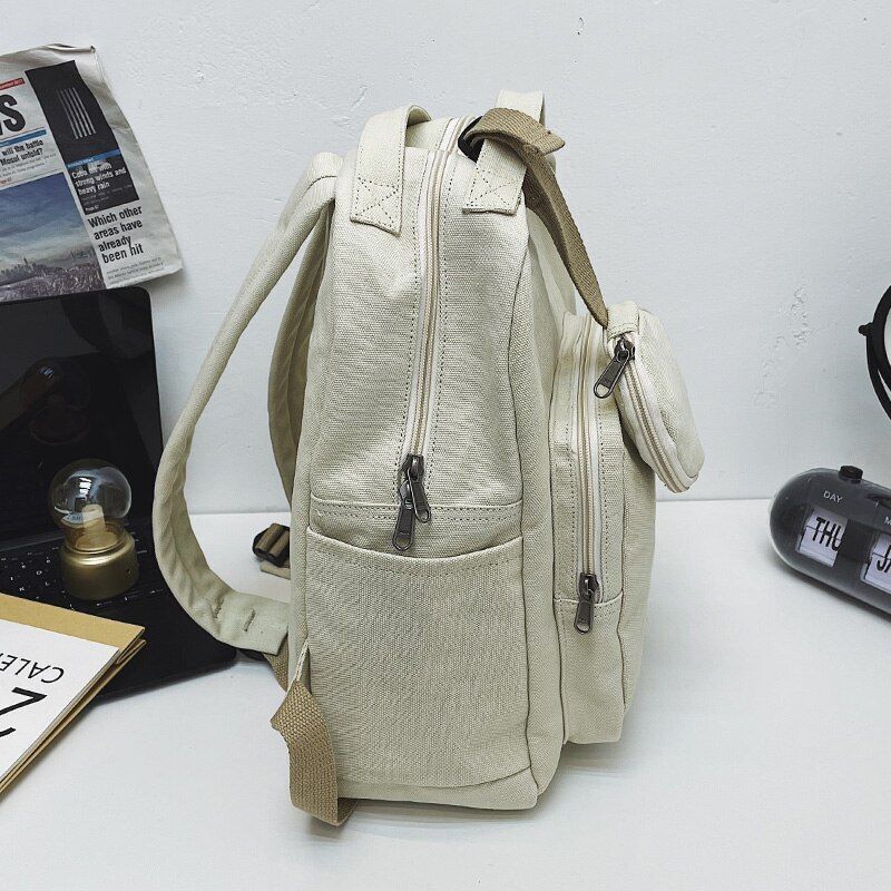 Green Leisure Canvas Backpack College Student School Book Bag Traveling Rucksack