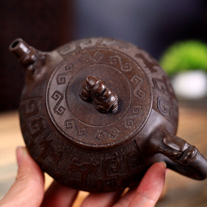 300ml China Yixing Zisha Clay Tea Pot Handmade Carved Dragon Design Shipiao Pot