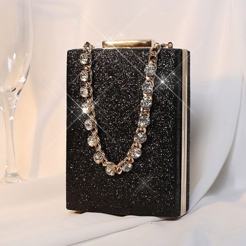 Handbags Ladies Clutch Bag Women Purses Rhinestone Handle Shape Bag