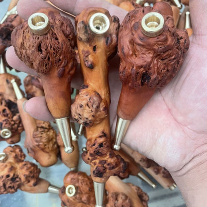 Yunnan Black Fruit Wood Pipe 3-in-1 Filter Tobacco Pipe 2pcs Random Send