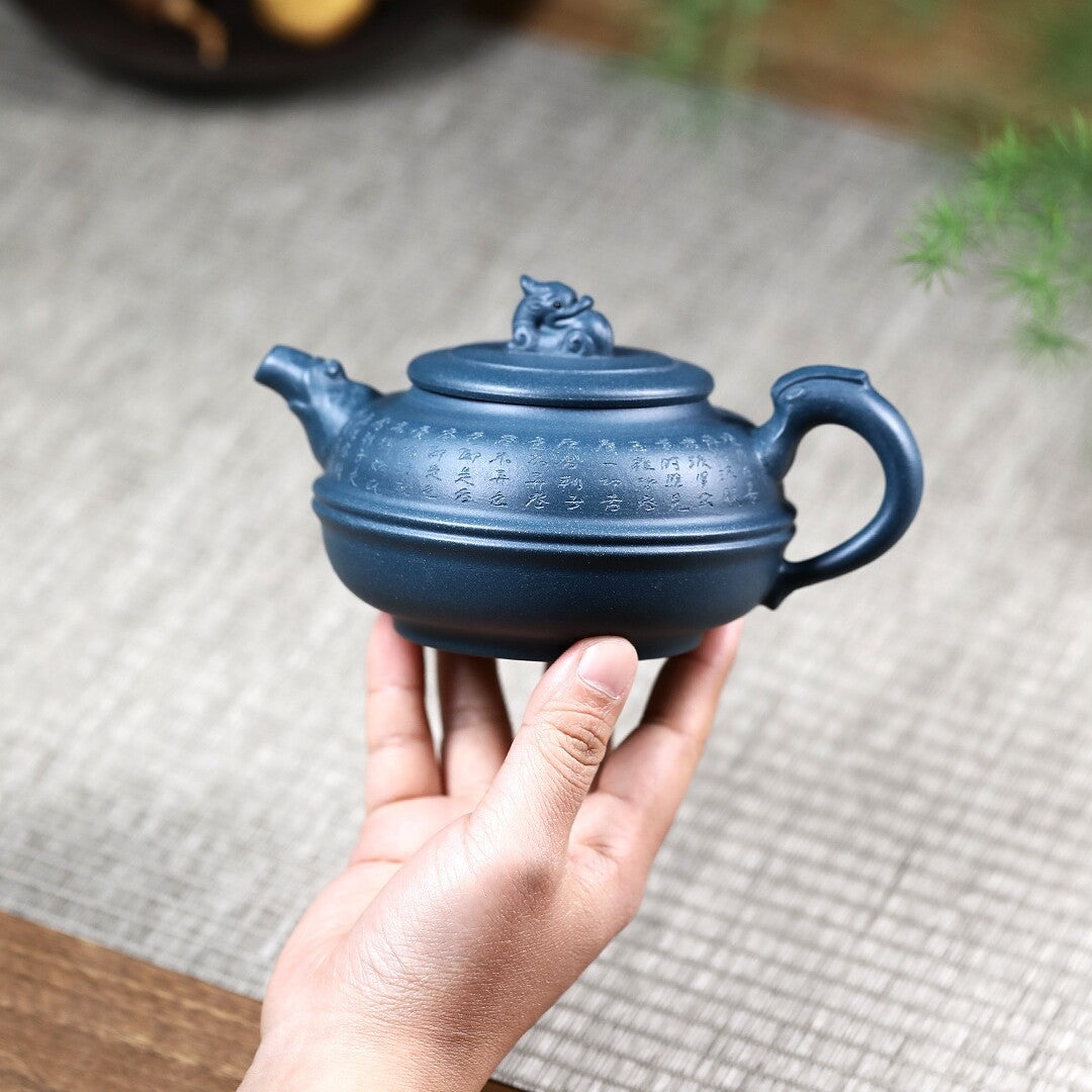 Handmade Tea Pot With Feet Marked Real Yixing Zisha Republic Green Clay Pot New