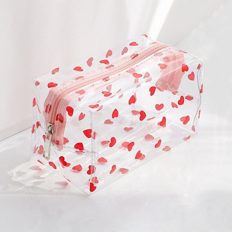 Transparent Cosmetic Bag Large Portable New Print Pencil Case Makeup Storage Bag