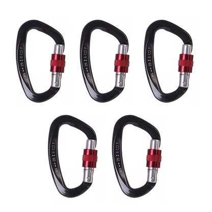 5Pcs Black 25KN Aluminum Carabiner Screw Locking Hook For Climbing Caving uq