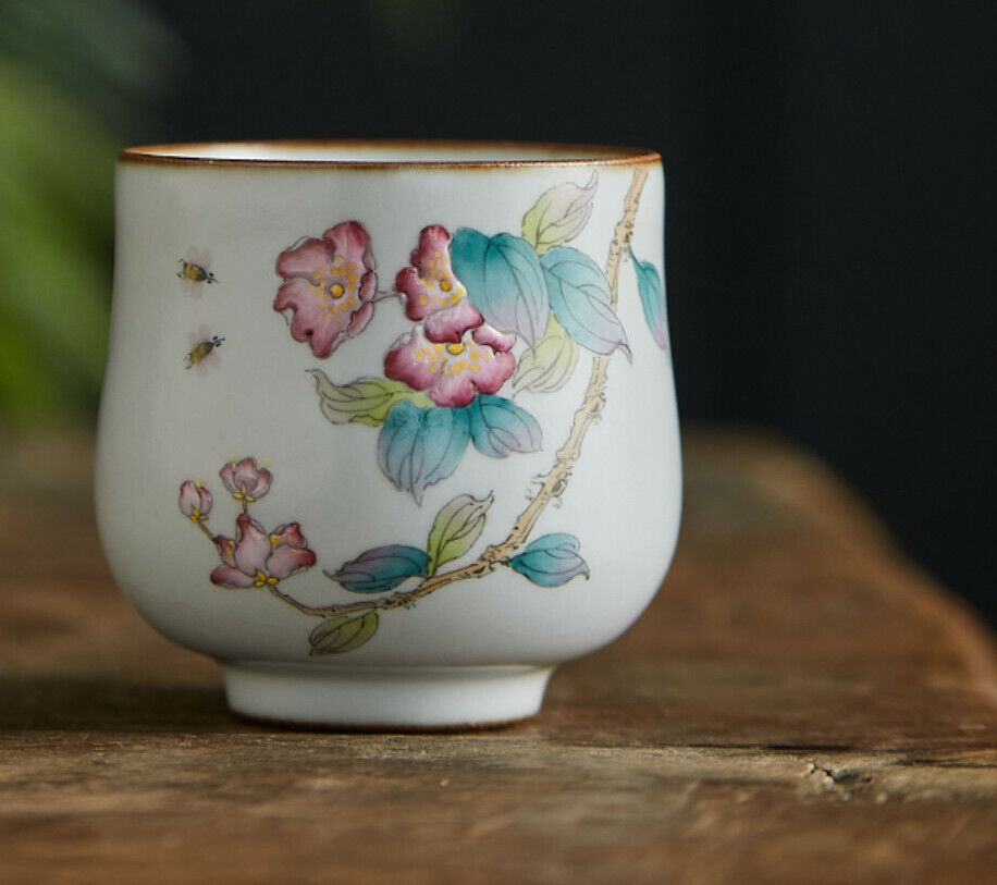 100cc China Song Dynasty Antique master tea cup ruyao begonia flower ceramic cup