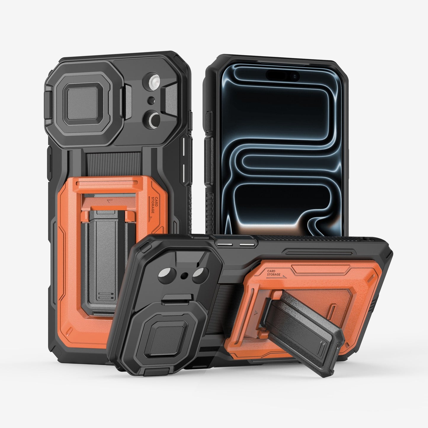Rugged Mobile Phone Case with Card Slot F for iphone 17/16/15/14/13 Pro Max Plus