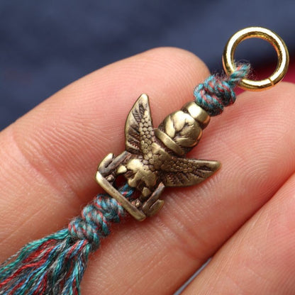 Tibetan Lima Brass Garuda Accessory 0.63in Tassel Mala Side Pendant Decor