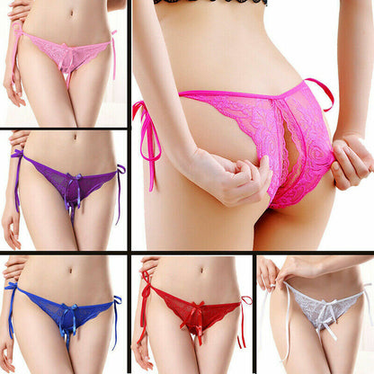 Sexy Women Lace Thong G-string Panties Lingerie Underwear Crotchles T-back