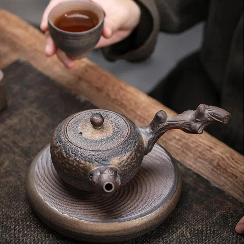 220ml, Chinese Stoneware Teapot Ceramic Side Tea Pot Kettle Teaware Tea Ceremony