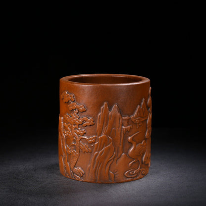 Chinese Yixing Zisha Clay Handmade Exquisite Penholder （笔筒 底款：杨季初）