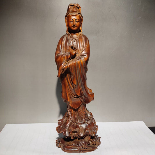 Wood Figure Guanyin statues Kind buddha home decor wooden carvings kwan yin room