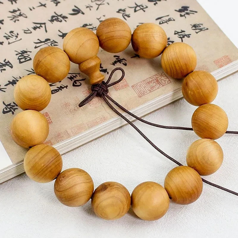 15mm*15 Natural Thuja Sutchuenensis Wood Round Beads Men Woman Lucky Bracelet