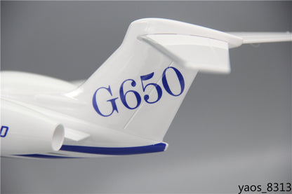 1/70 Gulfstream G650ER LED Light Painted Private Jet Model with Landing Gear