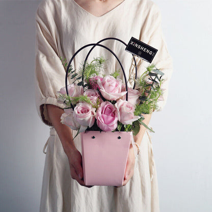 Portable Flower Box Waterproof Paper Handy Bag Kraft Handbag Party Gift Box