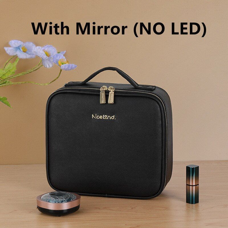Smart LED Cosmetic Case Mirror Large Portable Storage Makeup Bag Purse S/L Sizes