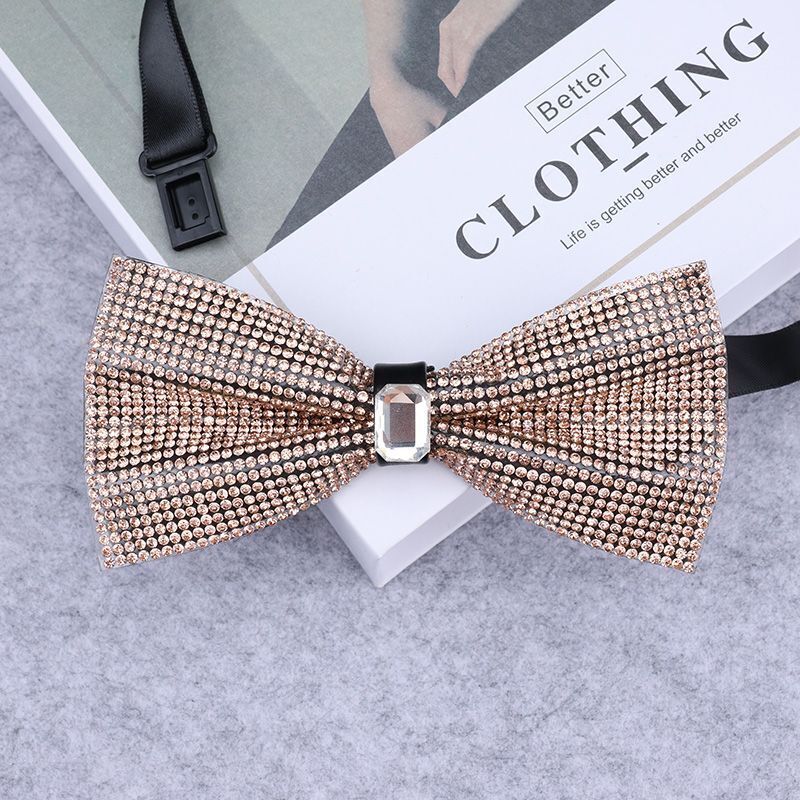 Men Rhinestone Bow Tie Shining Crystal Collar Bowtie Luxury Wedding Banquet Knot