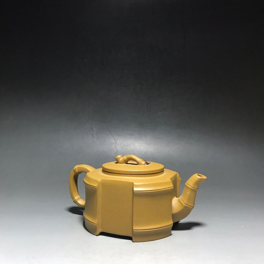 Chinese Yixing Zisha Clay Handmade Exquisite Teapot（四方竹段 底款：方开明）