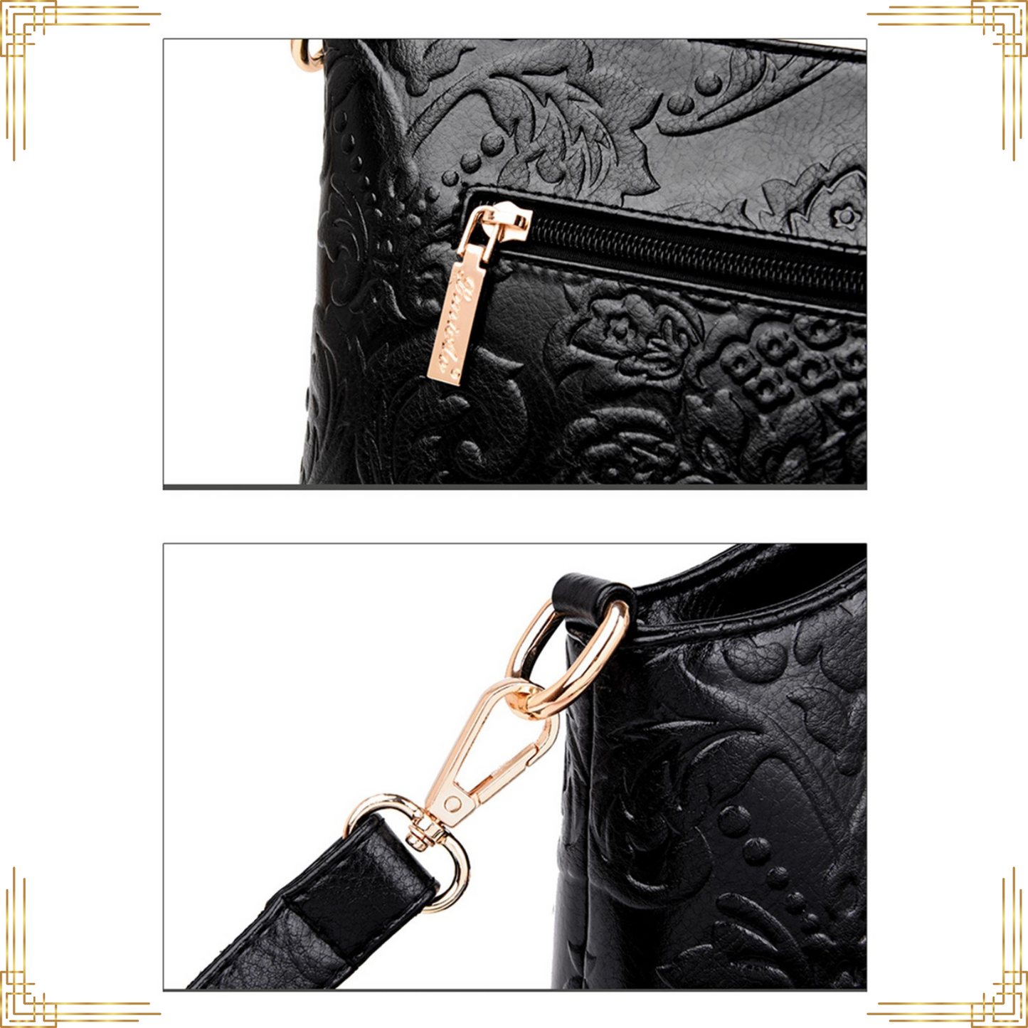 Women GENUINE LEATHER Floral Handbag Crossbody Shoulder Bag Stylish Luxury Tote