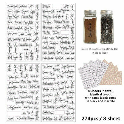 Stickers 274pcs Clear Spice Label Jars Food Bottles Containers Seasoning Marks