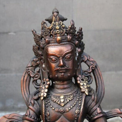 16cm Old Buddhism Bronze Jambhala Buddha Wealth God Tantra Statue