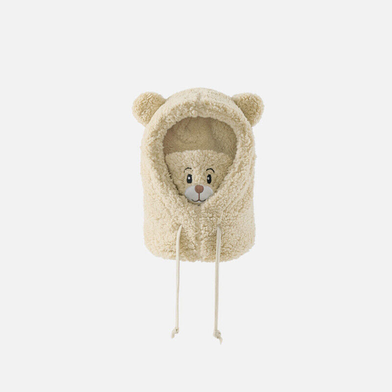 Multi-functional Bear Scarf Face Cover Hat Women Cute Winter Thick Plush Scarf
