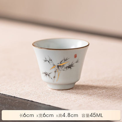 1pc Ru Kiln Tea Cup Household Ceramic Tea Cup Tea Drinking Kung Fu Tea Set