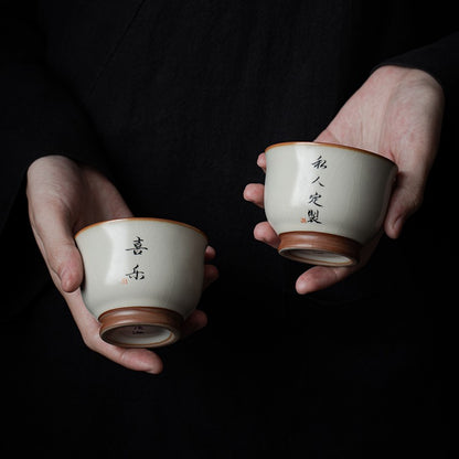 Ru Kiln Household Tea Bowl Single Cup Ceramic Cup Handwritten Tea Tasting Cup