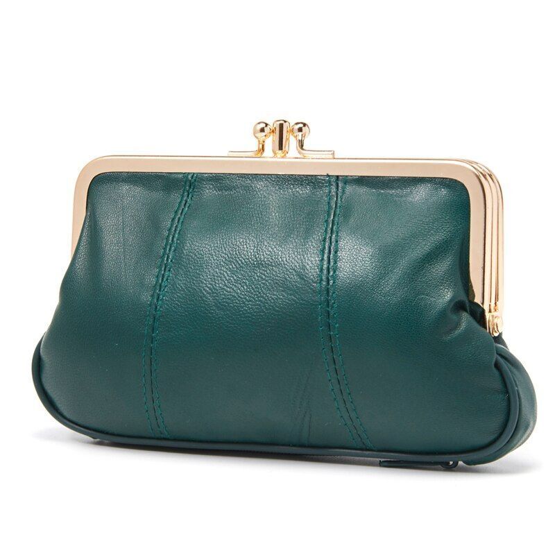 Women Coin Purse Leather Small Wallet Soft Change Purse Metal Frame Card Holder