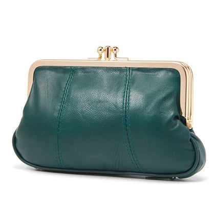 Women Coin Purse Leather Small Wallet Soft Change Purse Metal Frame Card Holder