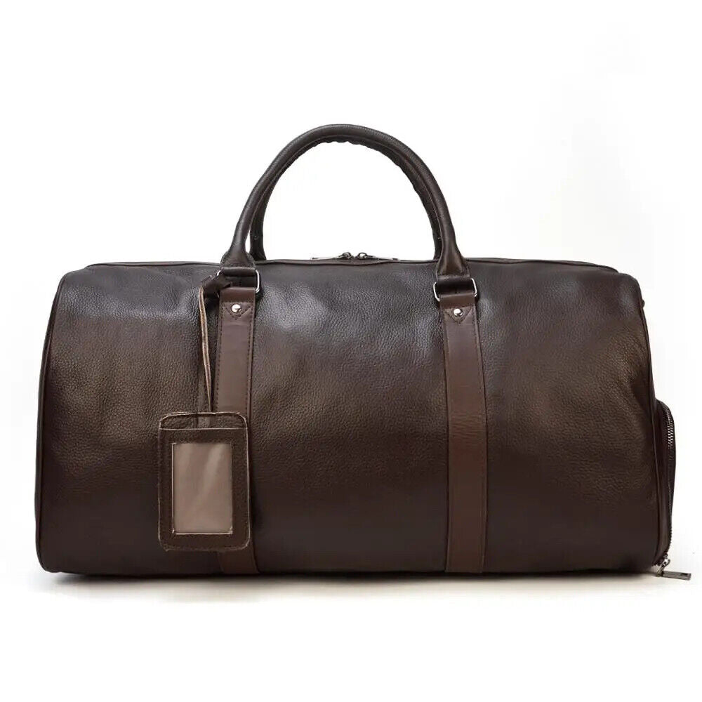 Genuine Leather Travel Bag Men Women Cowhide Casual Travel Weekend Shoulder Bag