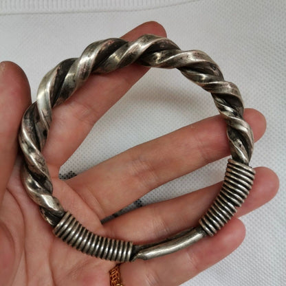 Ethnic Twist Bangle Unisex 45g Vintage Tibetan Silver Braided Jewelry