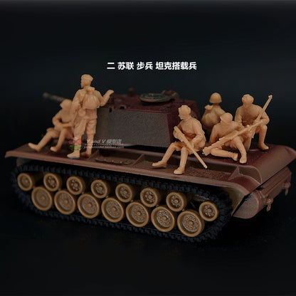 1/72 1/64 1/87 WWII Soviet Infantry Tank Crew 6-persons Unpainted Model Toys