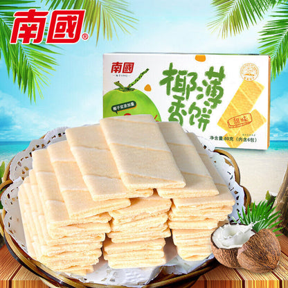 南国椰香薄饼80g/盒 香脆零食饼干 South Coconut Pancakes 80g (sweet) Crispy Snack Cookies