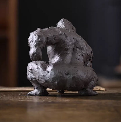 Chinese Yixing Accessories Zisha Tea Pet King Kong Decoration Black Clay Gorilla