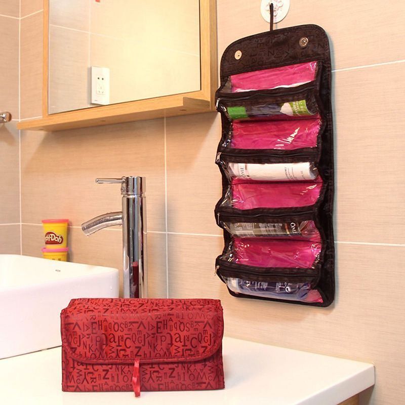 4-Layer RollUp Cosmetic Makeup Pouch Large Travel Storage Bag Toiletry Organizer