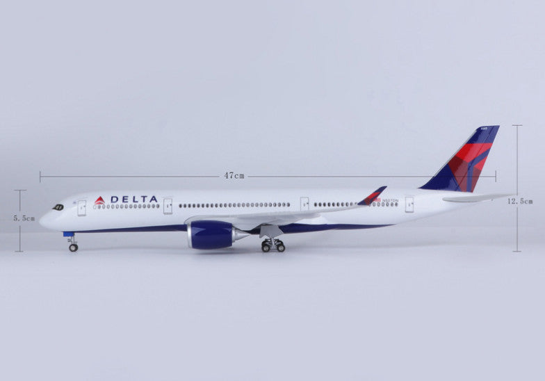 47CM 1:140 DELTA AIRBUS A350 Passenger Plane Landing Gear Resin Aircraft Model
