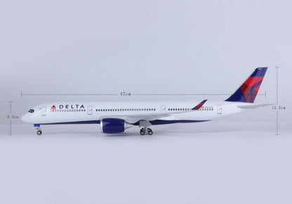 47CM 1:140 DELTA AIRBUS A350 Passenger Plane Landing Gear Resin Aircraft Model