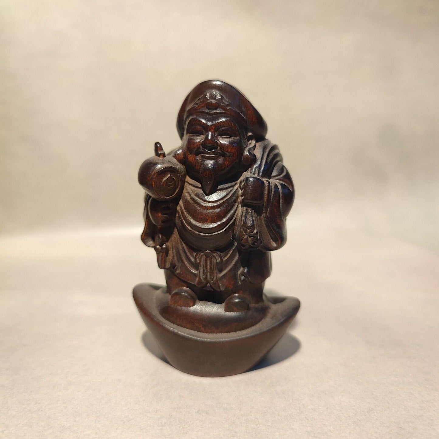chinese figurine antique wood carving buddha statues tibet Mammon wooden boxwood