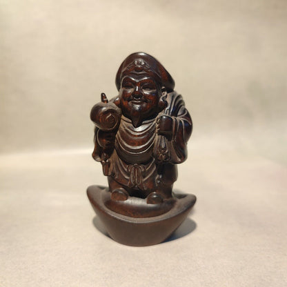 chinese figurine antique wood carving buddha statues tibet Mammon wooden boxwood